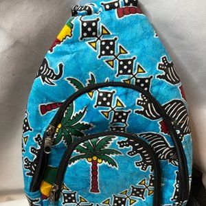 African Blue Zebra Print Crossbody Bag